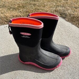 Kids Black and Pink Rain & Snow Boots